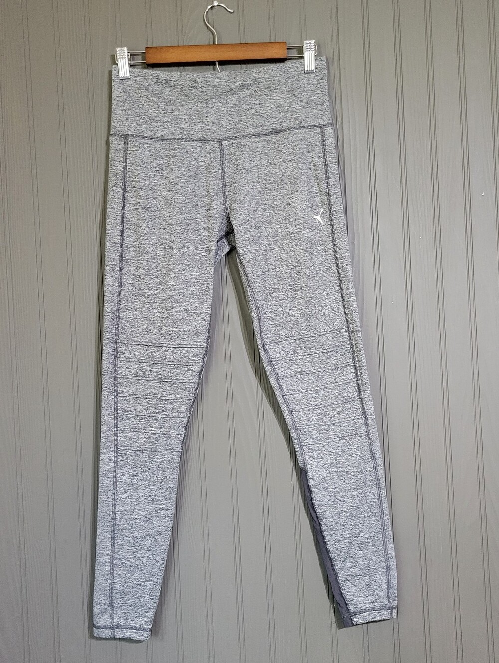 Puma Space Dye Athletic Leggings High-Waist Mesh Detail Gray Women's Medium